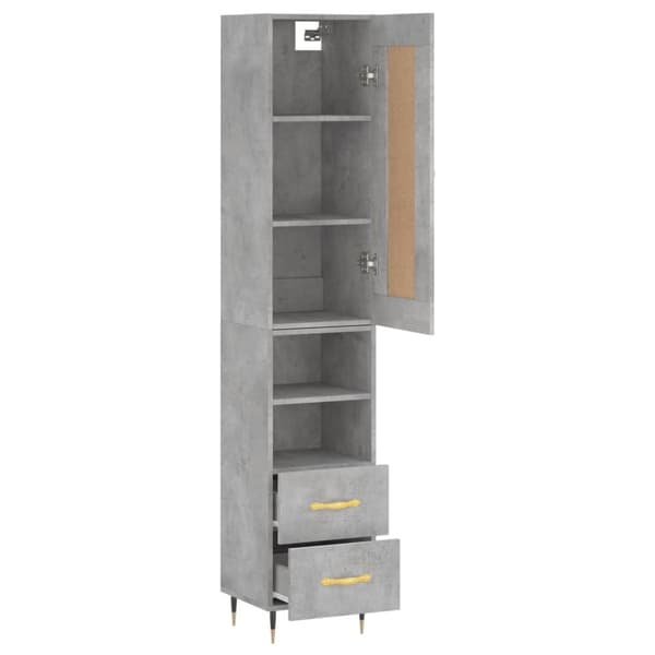 vidaXL Highboard betonggrå 34,5x34x180 cm konstruert tre