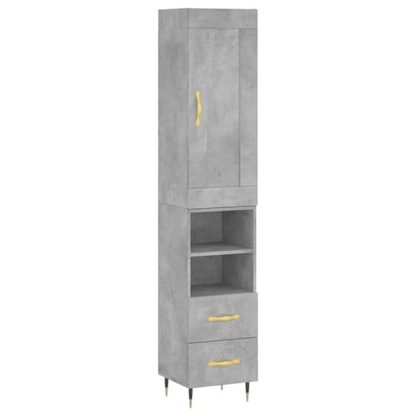 vidaXL Highboard betonggrå 34,5x34x180 cm konstruert tre