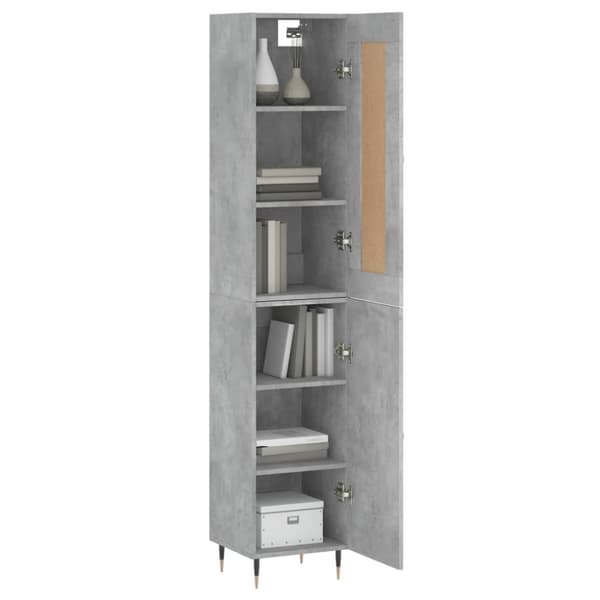 vidaXL Highboard betonggrå 34,5x34x180 cm konstruert tre