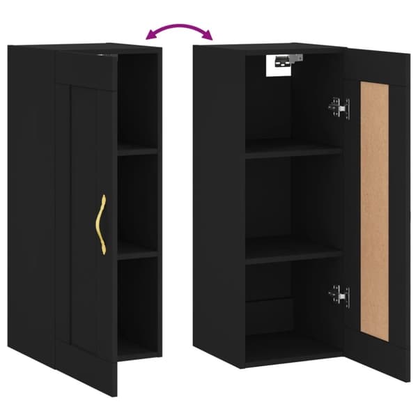 vidaXL Seinäkiinnitettävä kaappi musta 34,5x34x90 cm tekninen puu