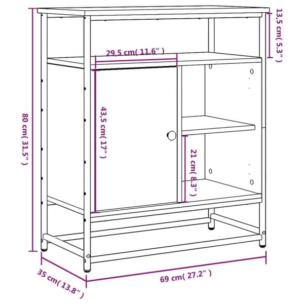 vidaXL Skjenk røkt eik 69x35x80 cm konstruert tre
