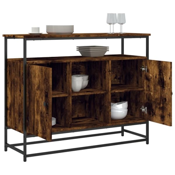 vidaXL Skjenk røkt eik 100x35x80 cm konstruert tre