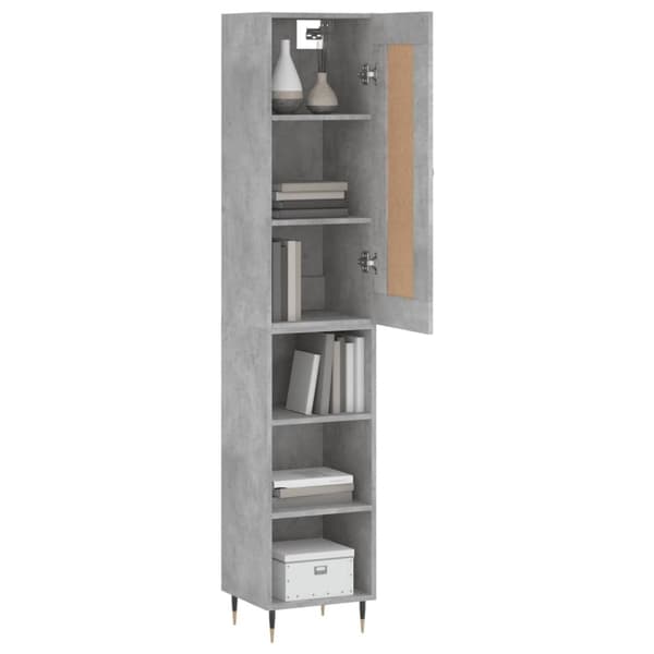 vidaXL Highboard betonggrå 34,5x34x180 cm konstruert tre