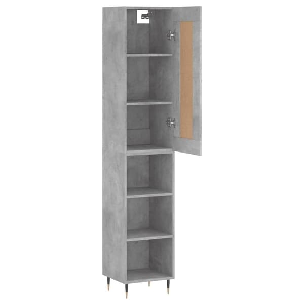 vidaXL Highboard betonggrå 34,5x34x180 cm konstruert tre