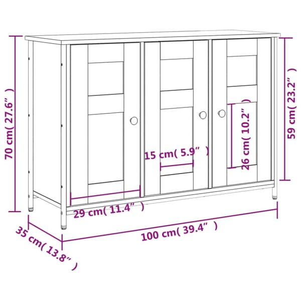 vidaXL Senkki ruskea tammi 100x35x70 cm tekninen puu