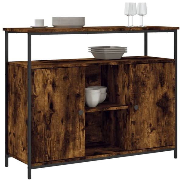 vidaXL skænk 100x35x80 cm konstrueret træ røget egetræsfarve