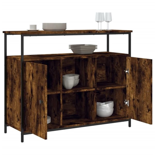 vidaXL Skjenk røkt eik 100x35x80 cm konstruert tre