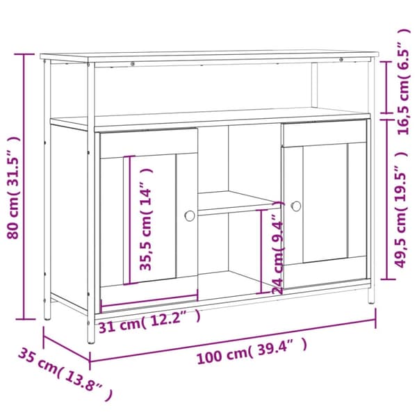 vidaXL Senkki ruskea tammi 100x35x80 cm tekninen puu