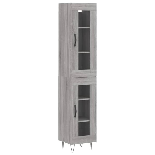 vidaXL Highboard grå sonoma 34,5x34x180 cm konstruert tre