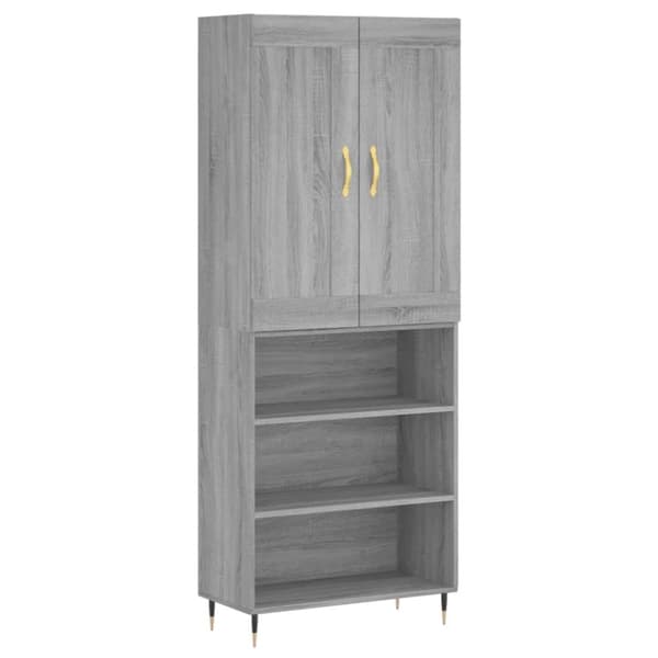 vidaXL højskab 69,5x34x180 cm konstrueret træ grå sonoma-eg