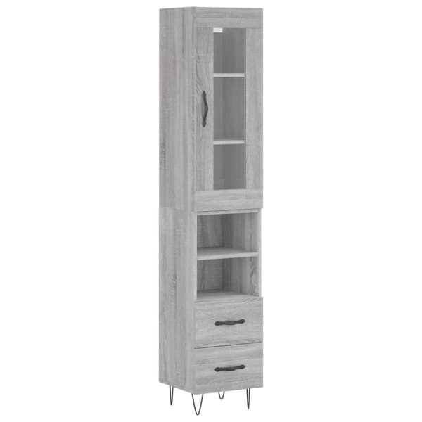 vidaXL Highboard grå sonoma 34,5x34x180 cm konstruert tre