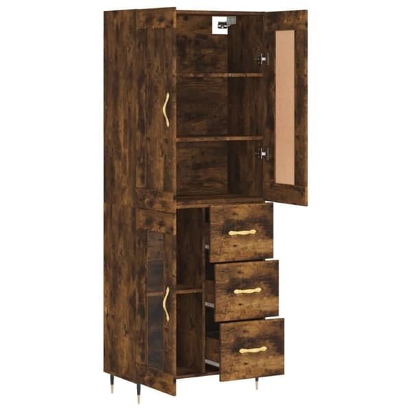 vidaXL Highboard røkt eik 69,5x34x180 cm konstruert tre