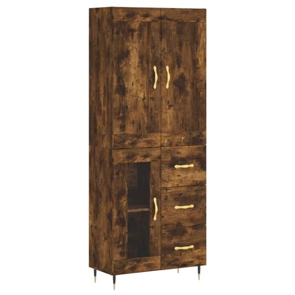 vidaXL Highboard røkt eik 69,5x34x180 cm konstruert tre