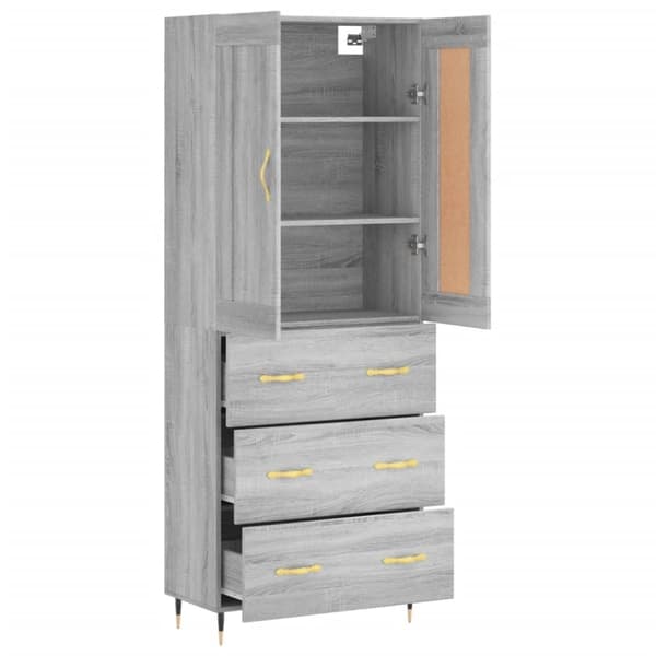 vidaXL Highboard grå sonoma 69,5x34x180 cm konstruert tre