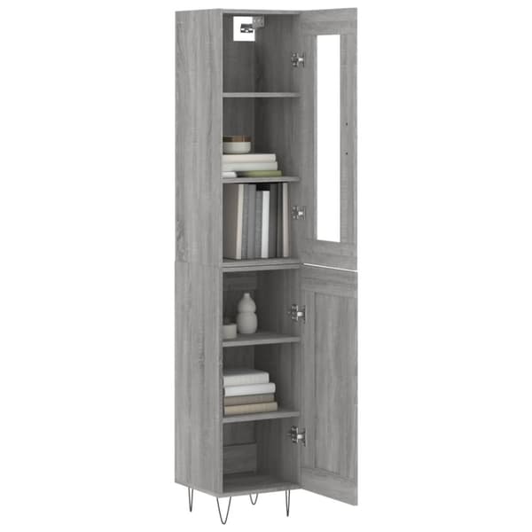 vidaXL højskab 34,5x34x180 cm konstrueret træ grå sonoma-eg