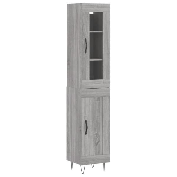 vidaXL højskab 34,5x34x180 cm konstrueret træ grå sonoma-eg