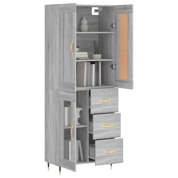 vidaXL Highboard grå sonoma 69,5x34x180 cm konstruert tre