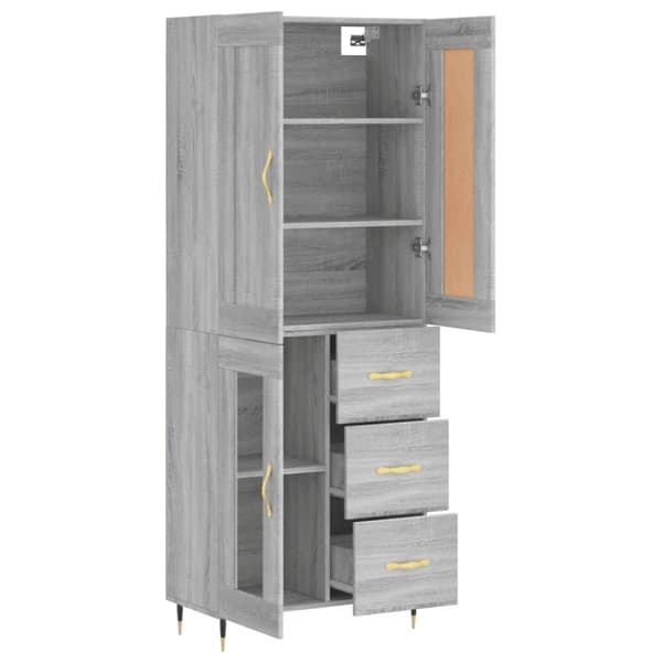 vidaXL Highboard grå sonoma 69,5x34x180 cm konstruert tre