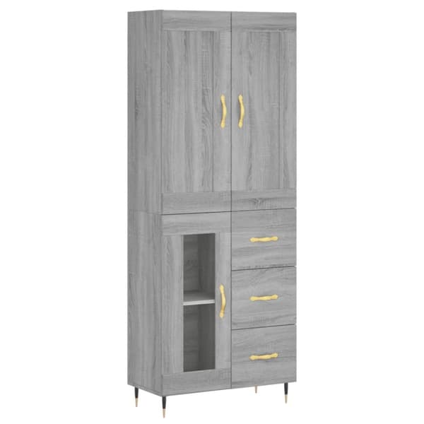 vidaXL Highboard grå sonoma 69,5x34x180 cm konstruert tre