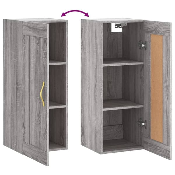 vidaXL vægskab 34,5x34x90 cm konstrueret træ grå sonoma-eg