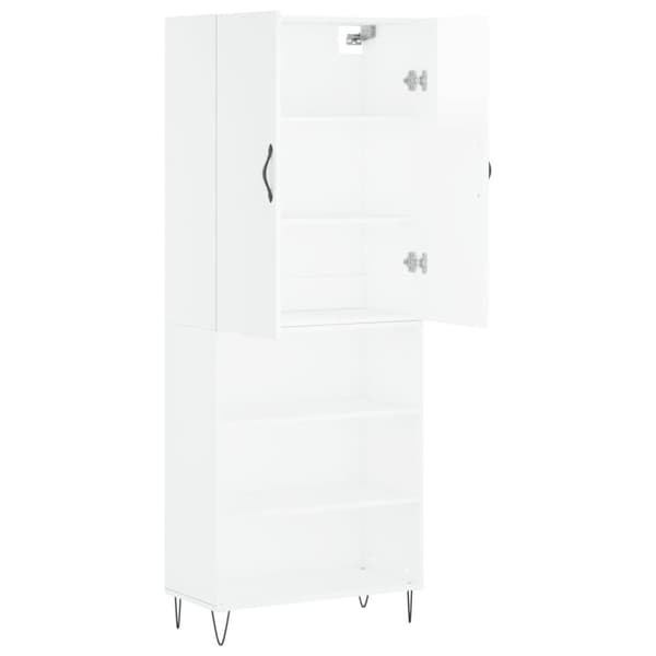 vidaXL Högskåp högglans vit 69,5x34x180 cm konstruerat trä