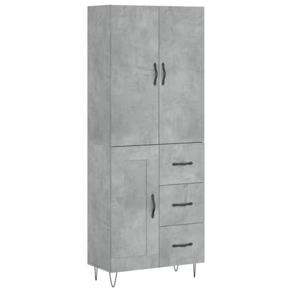 vidaXL Highboard betonggrå 69,5x34x180 cm konstruert tre