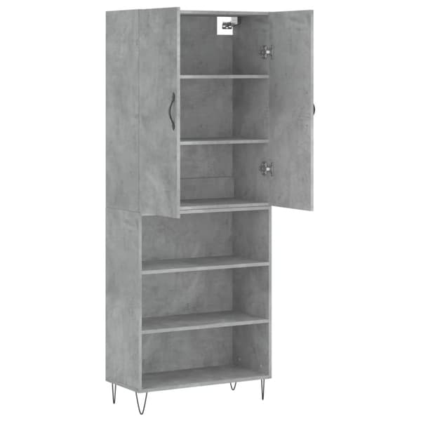 vidaXL højskab 69,5x34x180 cm konstrueret træ betongrå