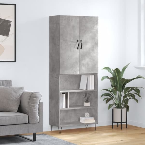 vidaXL højskab 69,5x34x180 cm konstrueret træ betongrå