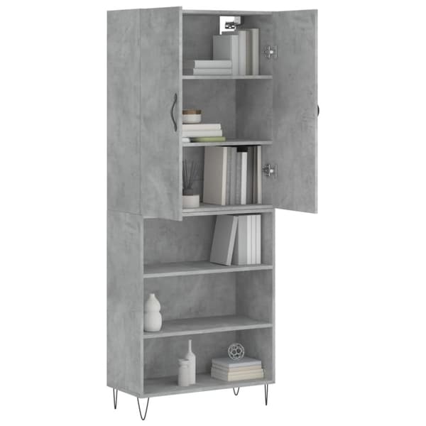 vidaXL højskab 69,5x34x180 cm konstrueret træ betongrå