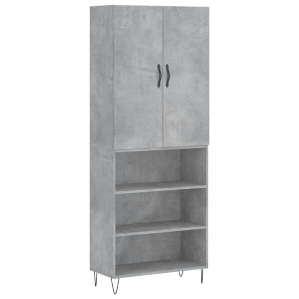 vidaXL højskab 69,5x34x180 cm konstrueret træ betongrå