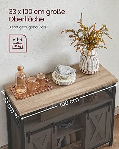 Vasagle spisestue, køkkenskab, opbevaringsskab, 108,5x43,5x20cm