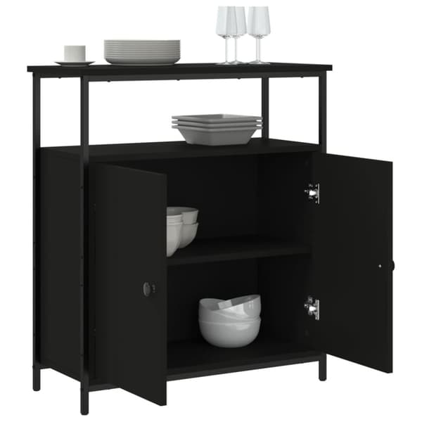 vidaXL Skjenk svart 70x30x80 cm konstruert tre