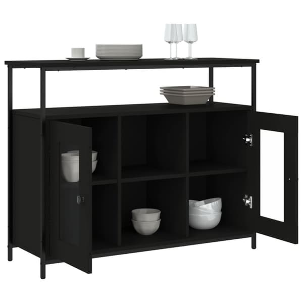 vidaXL Skänk svart 100x35x80 cm konstruerat trä