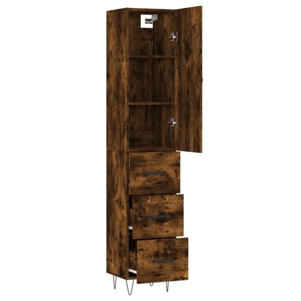 vidaXL Highboard røkt eik 34,5x34x180 cm konstruert tre
