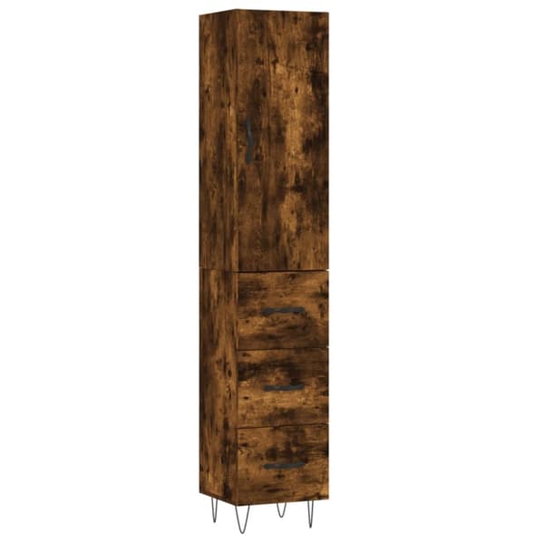 vidaXL Highboard røkt eik 34,5x34x180 cm konstruert tre