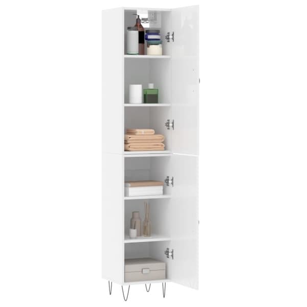 vidaXL skab 34,5x34x180 cm konstrueret træ hvid højglans