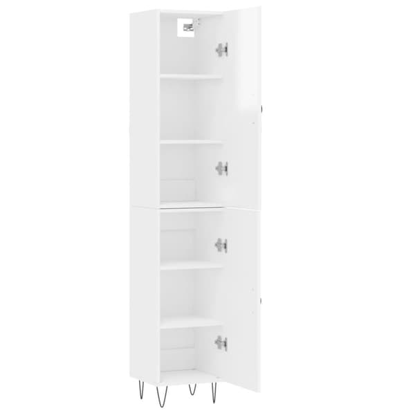 vidaXL skab 34,5x34x180 cm konstrueret træ hvid højglans