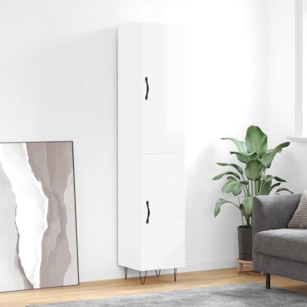 vidaXL skab 34,5x34x180 cm konstrueret træ hvid højglans