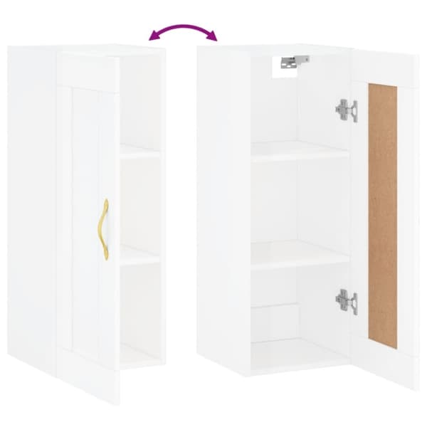 vidaXL Veggmontert skap høyskap hvit 34,5x34x90 cm konstruert tre