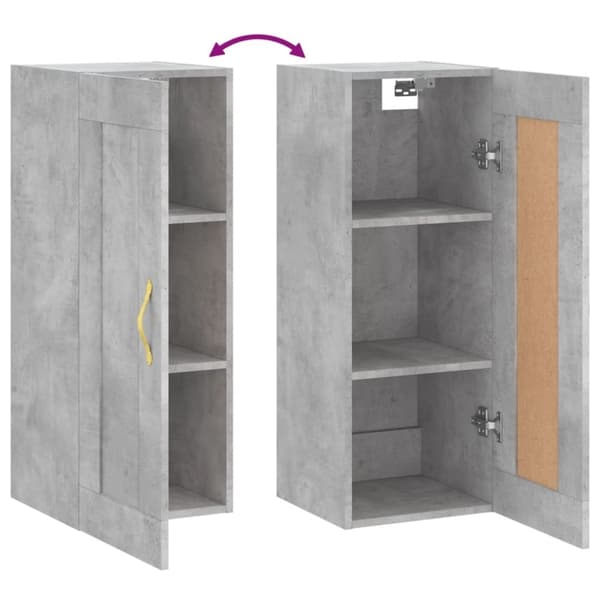 vidaXL Veggskap betonggrå 34,5x34x90 cm konstruert tre