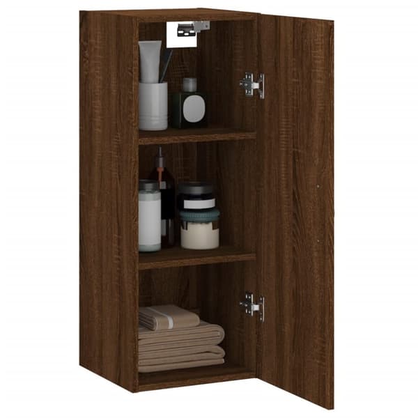 vidaXL Veggmontert skap brun eik 34,5x34x90 cm konstruert tre