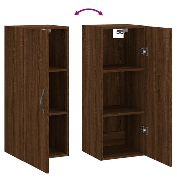 vidaXL Veggmontert skap brun eik 34,5x34x90 cm konstruert tre