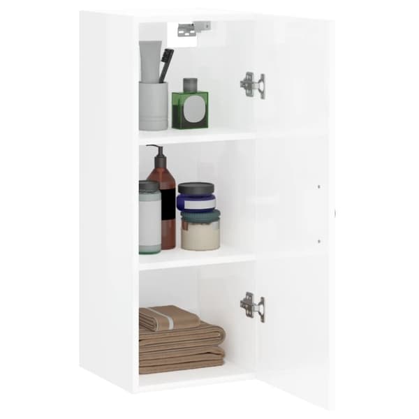 vidaXL Veggmontert skap høyskap hvit 34,5x34x90 cm konstruert tre