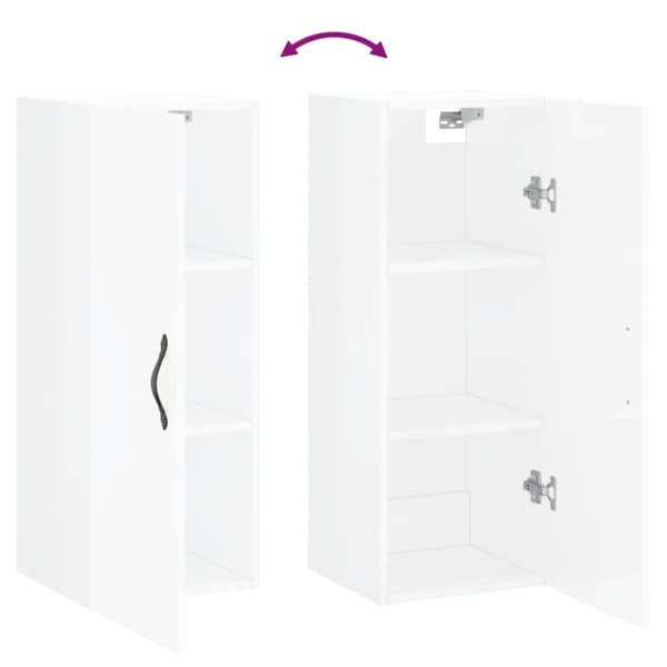 vidaXL Veggmontert skap høyskap hvit 34,5x34x90 cm konstruert tre