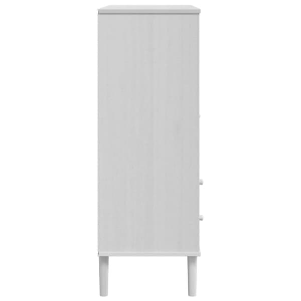 vidaXL skænk SENJA 90x40x112 cm rattan-look massivt fyrretræ hvid