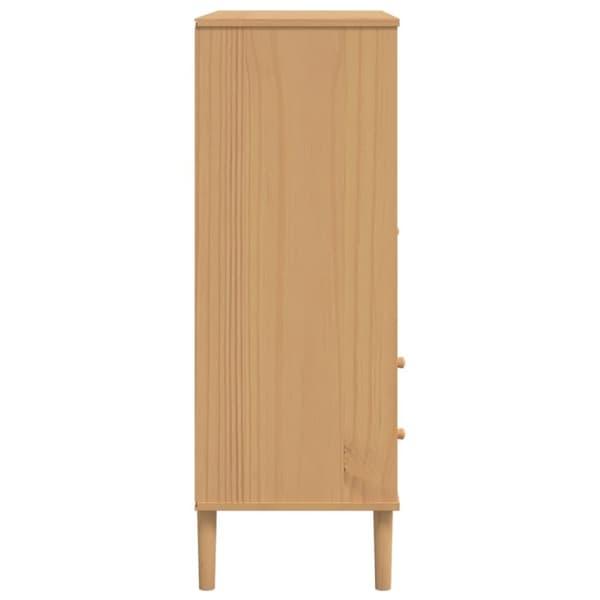 vidaXL skænk SENJA 90x40x112 cm rattan-look massivt fyrretræ brun