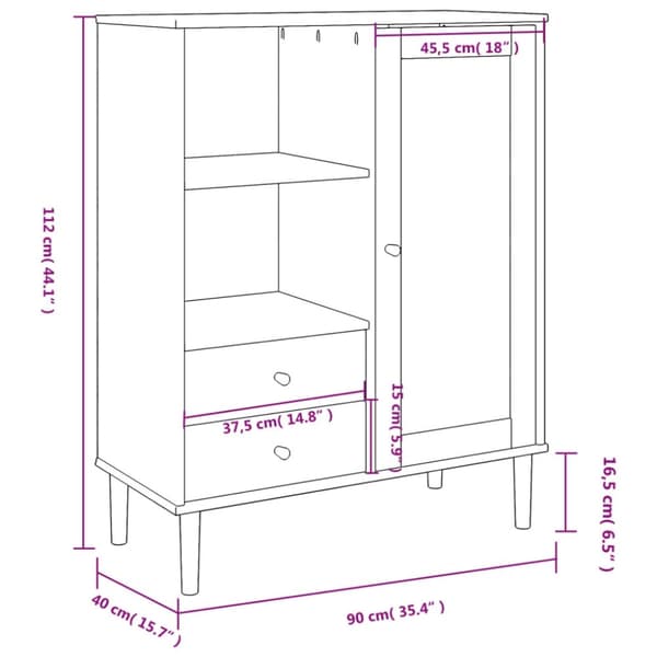 vidaXL skænk SENJA 90x40x112 cm rattan-look massivt fyrretræ brun