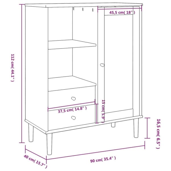 vidaXL Skjenk SENJA rotting utseende svart 90x40x112 cm heltre furu