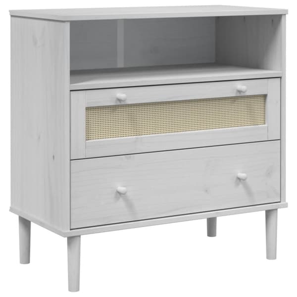 vidaXL skænk SENJA 80x40x80 cm rattan-look massivt fyrretræ hvid