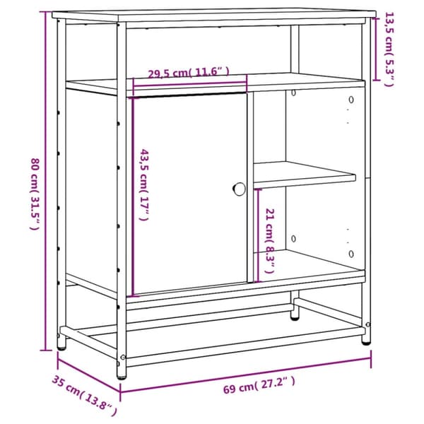 vidaXL Skänk svart 69x35x80 cm konstruerat trä